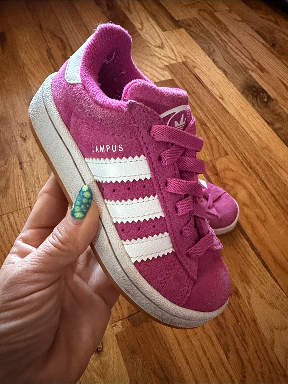 adidas Originals Kids Campus Sneaker in Bright Pink with White Stripes